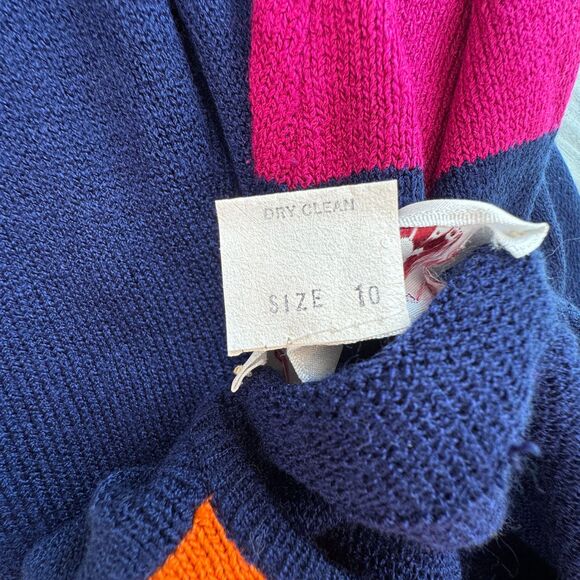VTG Laura by Alyzia Colorblock Sweater Dress Women's SZ 10 Bright Acrylic Nylon - Picture 9 of 9